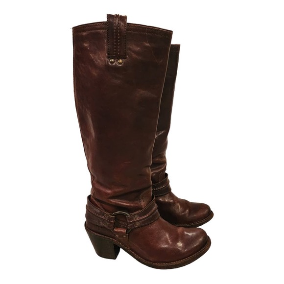 FRYE Carmen Harness Dark Brown leather tall boots. SIZE 7.5B - Picture 4 of 14